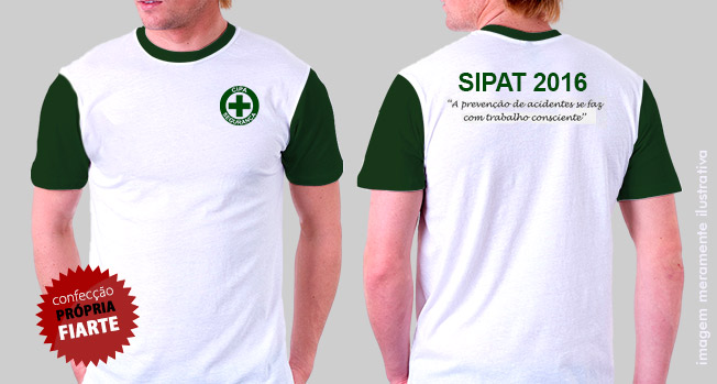 camiseta SIPAT personalizada com logotipos de sua empresa
